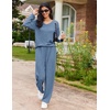 image:imageEkouaer Lounge Sets for Women Long Sleeve Knit Ribbed Pajama Sets 2 Piece Casual Loungewear with PocketsCaptains Blue