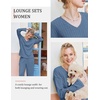 image:imageEkouaer Lounge Sets for Women Long Sleeve Knit Ribbed Pajama Sets 2 Piece Casual Loungewear with PocketsCaptains Blue