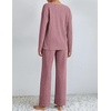 image:imageEkouaer Lounge Sets for Women Long Sleeve Knit Ribbed Pajama Sets 2 Piece Casual Loungewear with PocketsDusty Rose