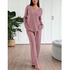 image:imageEkouaer Lounge Sets for Women Long Sleeve Knit Ribbed Pajama Sets 2 Piece Casual Loungewear with PocketsDusty Rose