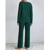 image:imageEkouaer Lounge Sets for Women Long Sleeve Knit Ribbed Pajama Sets 2 Piece Casual Loungewear with PocketsGreen