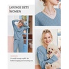 image:imageEkouaer Lounge Sets for Women Long Sleeve Knit Ribbed Pajama Sets 2 Piece Casual Loungewear with PocketsLight Blue