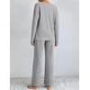 image:imageEkouaer Lounge Sets for Women Long Sleeve Knit Ribbed Pajama Sets 2 Piece Casual Loungewear with PocketsLight Gray