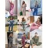 image:imageEkouaer Lounge Sets for Women Long Sleeve Knit Ribbed Pajama Sets 2 Piece Casual Loungewear with PocketsLight Green
