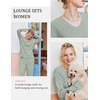 image:imageEkouaer Lounge Sets for Women Long Sleeve Knit Ribbed Pajama Sets 2 Piece Casual Loungewear with PocketsLight Green