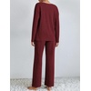 image:imageEkouaer Lounge Sets for Women Long Sleeve Knit Ribbed Pajama Sets 2 Piece Casual Loungewear with PocketsRed