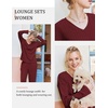 image:imageEkouaer Lounge Sets for Women Long Sleeve Knit Ribbed Pajama Sets 2 Piece Casual Loungewear with PocketsRed