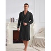 image:imageEkouaer Mens Robes Lightweight Waffle Knit Kimono Bathrobe Long Sleeve Sleepwear Soft Knee Length Robe with Pockets S3XLBlack