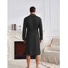 image:imageEkouaer Mens Robes Lightweight Waffle Knit Kimono Bathrobe Long Sleeve Sleepwear Soft Knee Length Robe with Pockets S3XLBlack