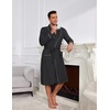 image:imageEkouaer Mens Robes Lightweight Waffle Knit Kimono Bathrobe Long Sleeve Sleepwear Soft Knee Length Robe with Pockets S3XLBlack