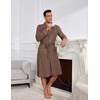 image:imageEkouaer Mens Robes Lightweight Waffle Knit Kimono Bathrobe Long Sleeve Sleepwear Soft Knee Length Robe with Pockets S3XLBrown