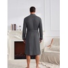 image:imageEkouaer Mens Robes Lightweight Waffle Knit Kimono Bathrobe Long Sleeve Sleepwear Soft Knee Length Robe with Pockets S3XLDark Grey
