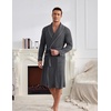 image:imageEkouaer Mens Robes Lightweight Waffle Knit Kimono Bathrobe Long Sleeve Sleepwear Soft Knee Length Robe with Pockets S3XLDark Grey