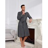 image:imageEkouaer Mens Robes Lightweight Waffle Knit Kimono Bathrobe Long Sleeve Sleepwear Soft Knee Length Robe with Pockets S3XLDark Grey