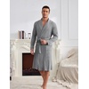 image:imageEkouaer Mens Robes Lightweight Waffle Knit Kimono Bathrobe Long Sleeve Sleepwear Soft Knee Length Robe with Pockets S3XLLight Grey