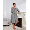 image:imageEkouaer Mens Robes Lightweight Waffle Knit Kimono Bathrobe Long Sleeve Sleepwear Soft Knee Length Robe with Pockets S3XLLight Grey