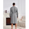 image:imageEkouaer Mens Robes Lightweight Waffle Knit Kimono Bathrobe Long Sleeve Sleepwear Soft Knee Length Robe with Pockets S3XLLight Grey