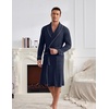 image:imageEkouaer Mens Robes Lightweight Waffle Knit Kimono Bathrobe Long Sleeve Sleepwear Soft Knee Length Robe with Pockets S3XLNavy Blue