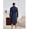 image:imageEkouaer Mens Robes Lightweight Waffle Knit Kimono Bathrobe Long Sleeve Sleepwear Soft Knee Length Robe with Pockets S3XLNavy Blue