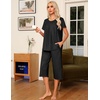 image:imageEkouaer Pajama Set for Women 2 Piece Capri Pants Short Sleeve Top Sleepwear Soft Pjs Loungewear with Pockets S3XLBlack