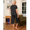 image:imageEkouaer Pajama Set for Women 2 Piece Capri Pants Short Sleeve Top Sleepwear Soft Pjs Loungewear with Pockets S3XLBlack