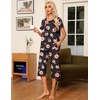 image:imageEkouaer Pajama Set for Women 2 Piece Capri Pants Short Sleeve Top Sleepwear Soft Pjs Loungewear with Pockets S3XLBlack Flowers