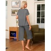 image:imageEkouaer Pajama Set for Women 2 Piece Capri Pants Short Sleeve Top Sleepwear Soft Pjs Loungewear with Pockets S3XLDark Gray