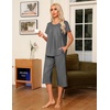 image:imageEkouaer Pajama Set for Women 2 Piece Capri Pants Short Sleeve Top Sleepwear Soft Pjs Loungewear with Pockets S3XLDark Gray