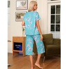 image:imageEkouaer Pajama Set for Women 2 Piece Capri Pants Short Sleeve Top Sleepwear Soft Pjs Loungewear with Pockets S3XLLight Blue Flowers