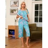 image:imageEkouaer Pajama Set for Women 2 Piece Capri Pants Short Sleeve Top Sleepwear Soft Pjs Loungewear with Pockets S3XLLight Blue Flowers