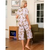 image:imageEkouaer Pajama Set for Women 2 Piece Capri Pants Short Sleeve Top Sleepwear Soft Pjs Loungewear with Pockets S3XLLight Pink Cheetah