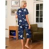 image:imageEkouaer Pajama Set for Women 2 Piece Capri Pants Short Sleeve Top Sleepwear Soft Pjs Loungewear with Pockets S3XLNavy Blue Flowers