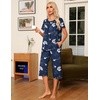 image:imageEkouaer Pajama Set for Women 2 Piece Capri Pants Short Sleeve Top Sleepwear Soft Pjs Loungewear with Pockets S3XLNavy Blue Flowers