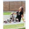 image:imageEkouaer Pajama Sets for Women Short Sleeve Pj Set V Neck Sleepwear Chest Pocket with Long Pants Casual Loose LoungewearBlack Monstera