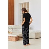 image:imageEkouaer Pajama Sets for Women Short Sleeve Pj Set V Neck Sleepwear Chest Pocket with Long Pants Casual Loose LoungewearBlack White Floral
