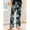 image:imageEkouaer Pajama Sets for Women Short Sleeve Pj Set V Neck Sleepwear Chest Pocket with Long Pants Casual Loose LoungewearBlackblue Flower