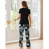 image:imageEkouaer Pajama Sets for Women Short Sleeve Pj Set V Neck Sleepwear Chest Pocket with Long Pants Casual Loose LoungewearBlackblue Flower
