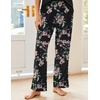 image:imageEkouaer Pajama Sets for Women Short Sleeve Pj Set V Neck Sleepwear Chest Pocket with Long Pants Casual Loose LoungewearBlackpink Floral