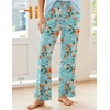 image:imageEkouaer Pajama Sets for Women Short Sleeve Pj Set V Neck Sleepwear Chest Pocket with Long Pants Casual Loose LoungewearBluegreen Flower