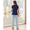 image:imageEkouaer Pajama Sets for Women Short Sleeve Pj Set V Neck Sleepwear Chest Pocket with Long Pants Casual Loose LoungewearBluenavy Star