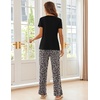 image:imageEkouaer Pajama Sets for Women Short Sleeve Pj Set V Neck Sleepwear Chest Pocket with Long Pants Casual Loose LoungewearLeopard Grey