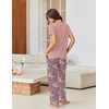 image:imageEkouaer Pajama Sets for Women Short Sleeve Pj Set V Neck Sleepwear Chest Pocket with Long Pants Casual Loose LoungewearMauve Floral