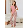 image:imageEkouaer Pajama Sets for Women Short Sleeve Pj Set V Neck Sleepwear Chest Pocket with Long Pants Casual Loose LoungewearOrange Pink Floral