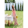 image:imageEkouaer Pajama Sets for Women Short Sleeve Pj Set V Neck Sleepwear Chest Pocket with Long Pants Casual Loose LoungewearOrange Pink Floral