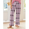 image:imageEkouaer Pajama Sets for Women Short Sleeve Pj Set V Neck Sleepwear Chest Pocket with Long Pants Casual Loose LoungewearPink Plaid Bow Tie