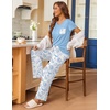 image:imageEkouaer Pajama Sets for Women Short Sleeve Pj Set V Neck Sleepwear Chest Pocket with Long Pants Casual Loose LoungewearWhite Sea Shell