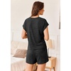 image:imageEkouaer Pajamas Set for Women 2 Piece Pjs Ribbed Knit Lounge Set Cap Sleeve Loungewear Sleepwear SXXLBlack