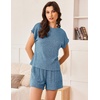 image:imageEkouaer Pajamas Set for Women 2 Piece Pjs Ribbed Knit Lounge Set Cap Sleeve Loungewear Sleepwear SXXLBlue