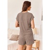 image:imageEkouaer Pajamas Set for Women 2 Piece Pjs Ribbed Knit Lounge Set Cap Sleeve Loungewear Sleepwear SXXLBrown