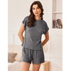 image:imageEkouaer Pajamas Set for Women 2 Piece Pjs Ribbed Knit Lounge Set Cap Sleeve Loungewear Sleepwear SXXLDark Gray